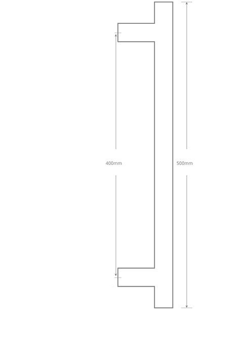 T handle 30x400x500mm bolt thru