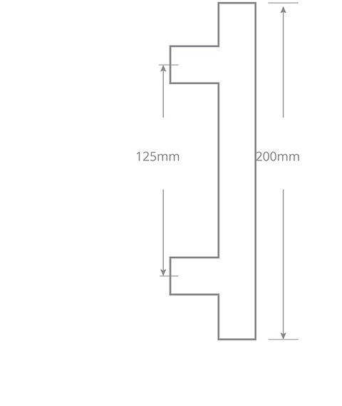 T handle 22x125x200mm bolt thru