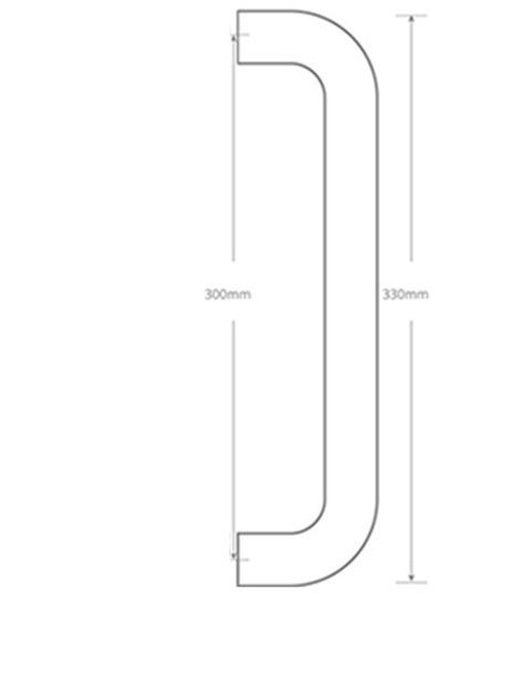 D handle 30x300x330mm bolt thru