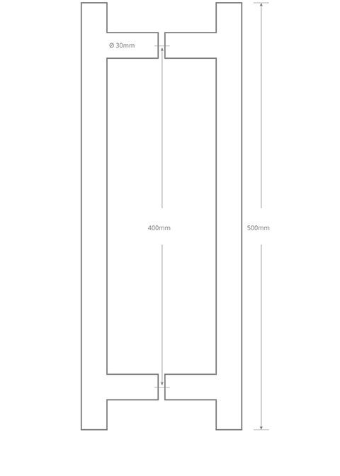T handle 30x400x500mm QS2501BTB