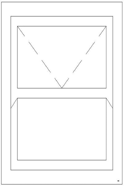 Line drawing of 600mm wide X 900mm high full pane mock sash window