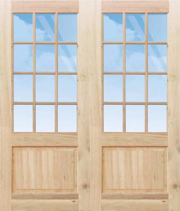 Pair of Small Pane top solid bottom doors 1613 x 2032