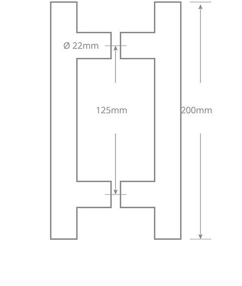 T handle 22x125x200mm QS2503BTB