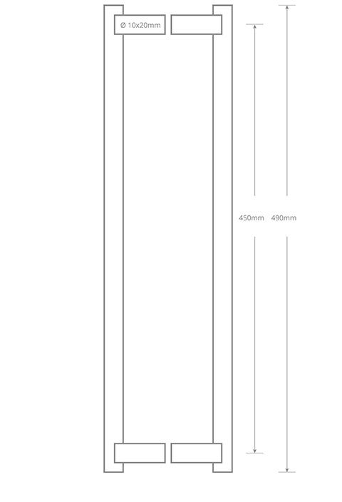 Oblong Section handle 490mm QS2613BTB