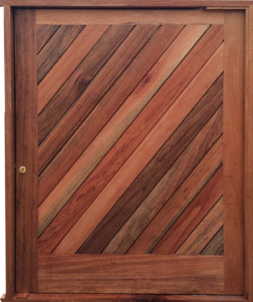 Diagonal Slatted Pivot Door Pre Hung in Frame 1200W X 2032H
