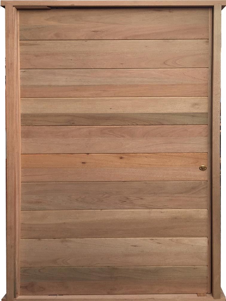 Semi Solid Horizontal Wide Slatted Pivot Door Pre-Hung in Frame 1200 X 2032