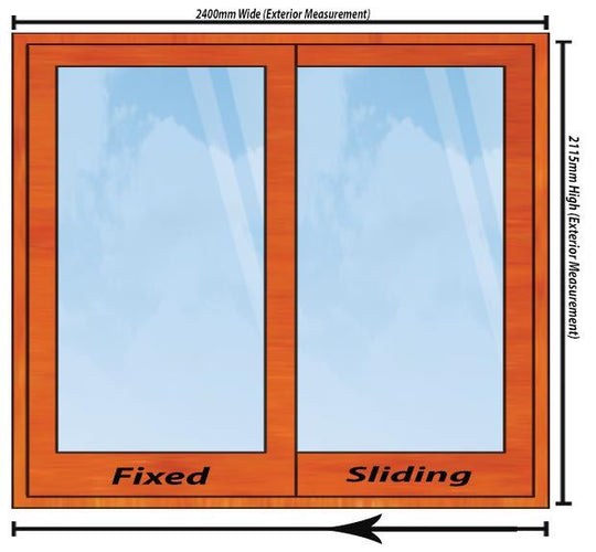 Full Pane Meranti Timber Sliding Door 2400x2115 LHF | Doors Direct