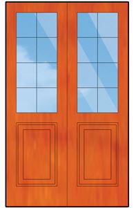 Pair of Small Pane top solid bottom doors 1210W x 2032H