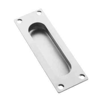 Stainless steel rectangular flush pull with oval pull QS4453