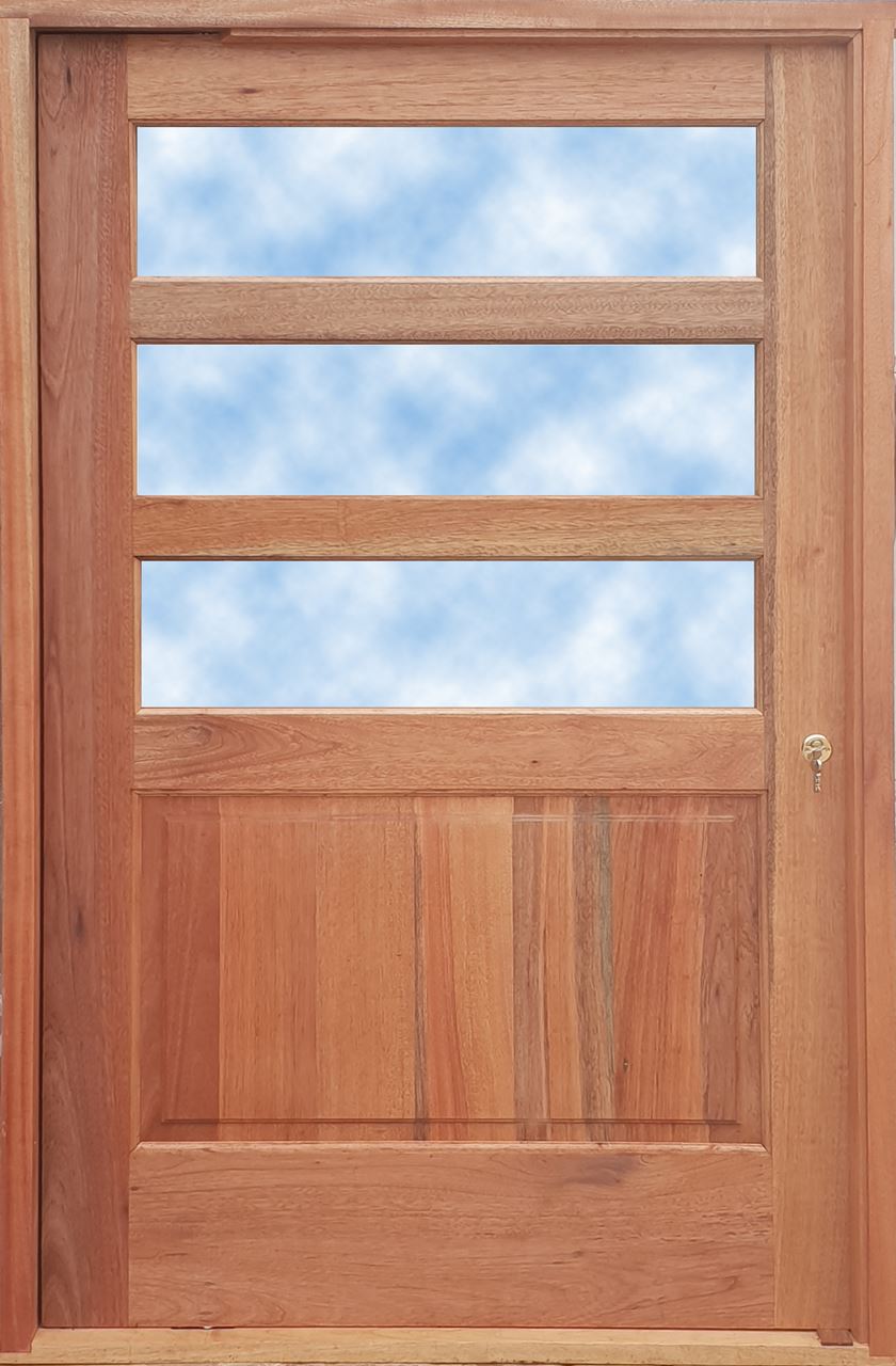 Horizontal Slatted Glass Pivot Door Pre-Hung in frame 1200 X 2032