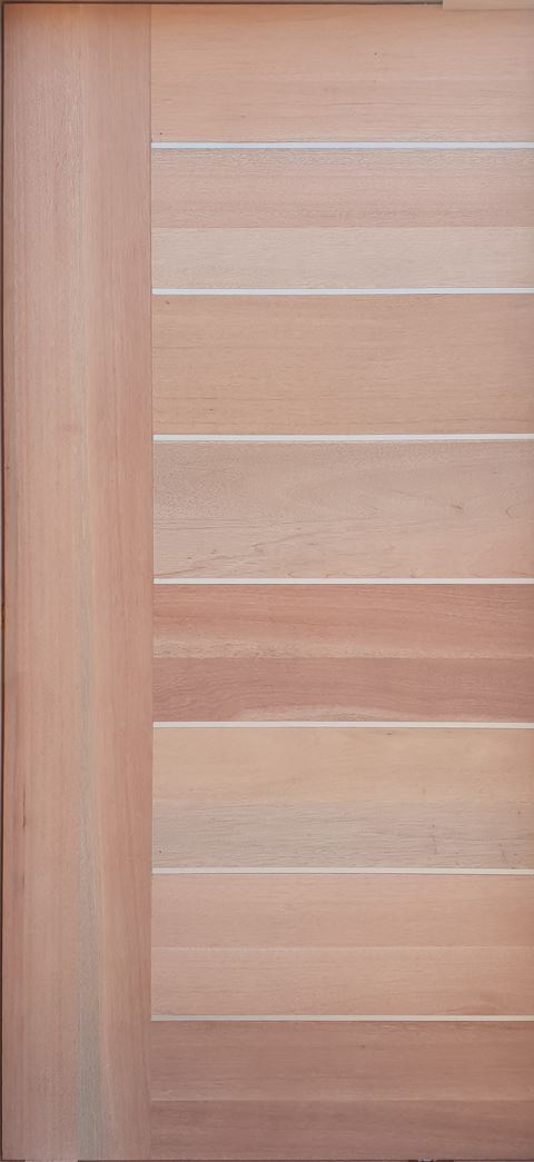 Semi Solid Horizontal Slatted AL Pivot Door 1200 X 2032