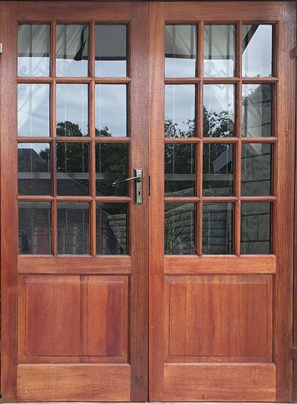 Pair of Small Pane top solid bottom doors 1613 x 2032