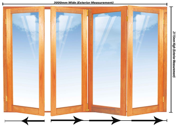 3000mm 4 Door Full Pane Folding Unit RHS