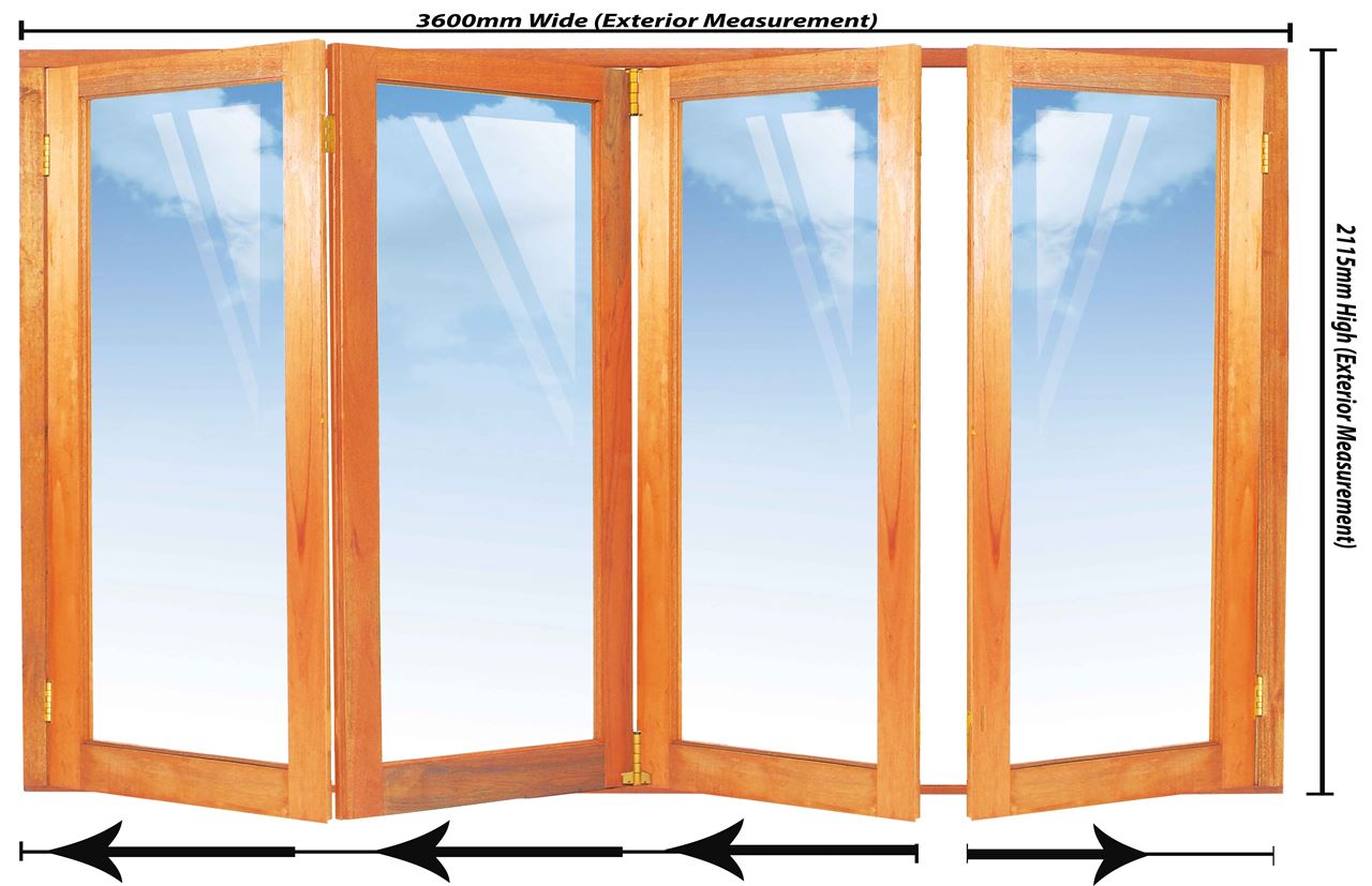 3600mm 4 Door Full Pane Folding Unit LHS