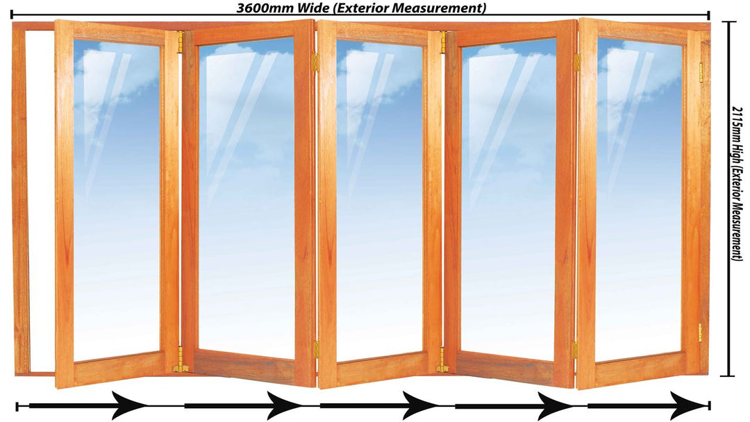 3600mm 5 Door Full Pane Folding Unit RHS