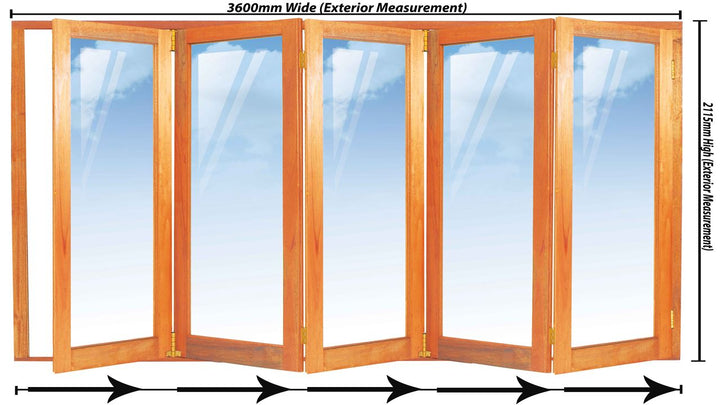 3600mm 5 Door Full Pane Folding Unit RHS