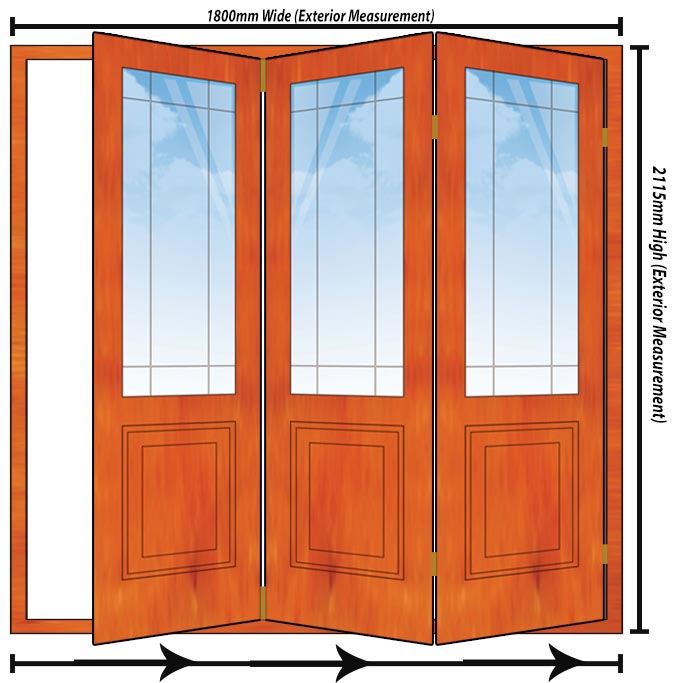 1800mm 3 Door Happy Door Folding Unit RHS