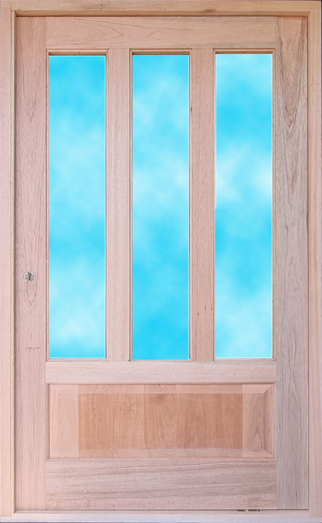 Vertical Slatted Glass Pivot Door Pre-Hung in frame 1200 X 2032
