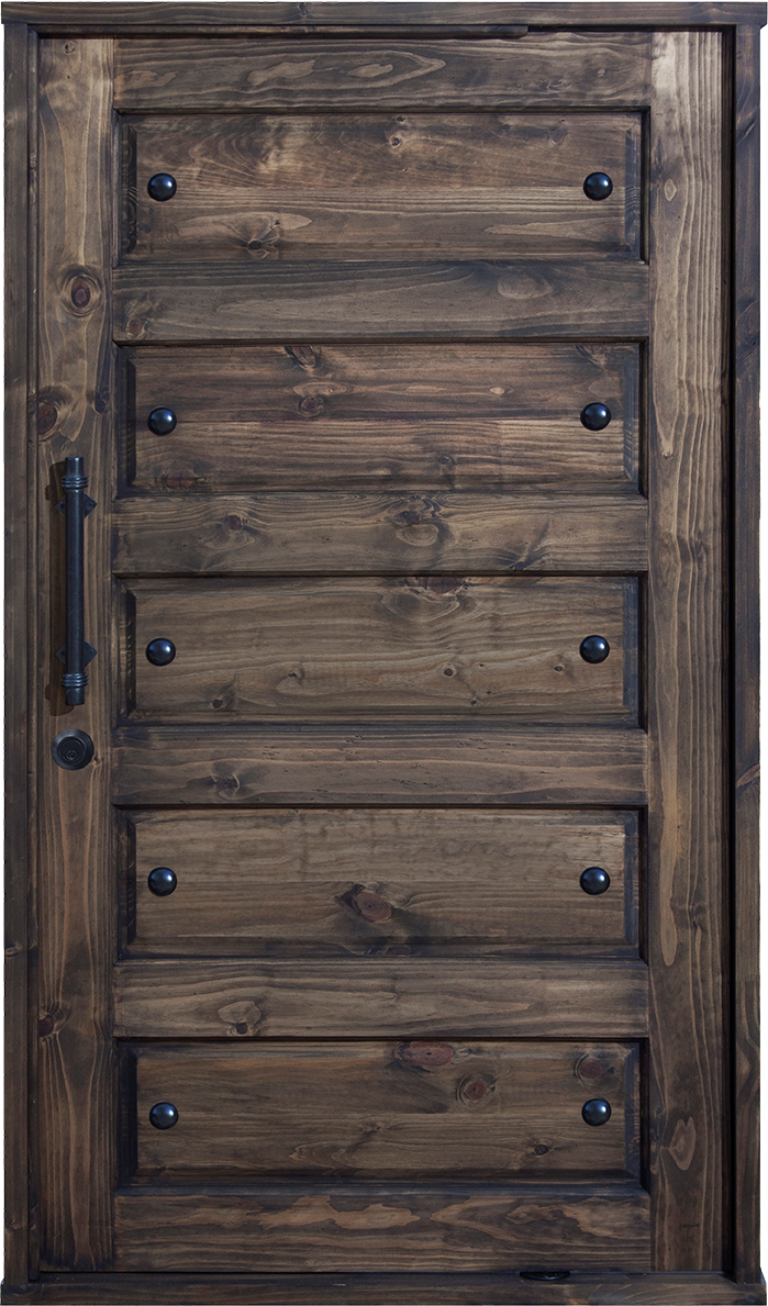 Ebony Studded 5 Panel Pivot Door Pre Hung 1200W X 2032