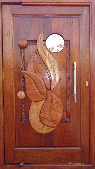 B12 Leaves & Porthole Pivot Door 1200W X 2120H
