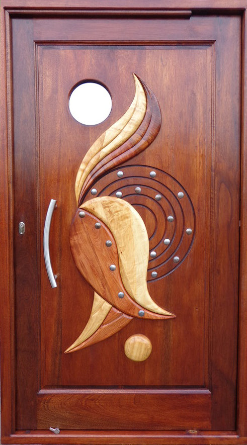 B13 Porthole & Circles Pivot Door 1200W X 2120H