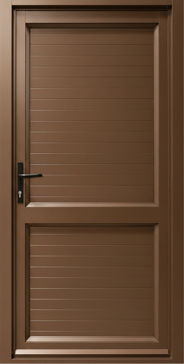 Bronze kayo-aluminium-boarded door with a handle