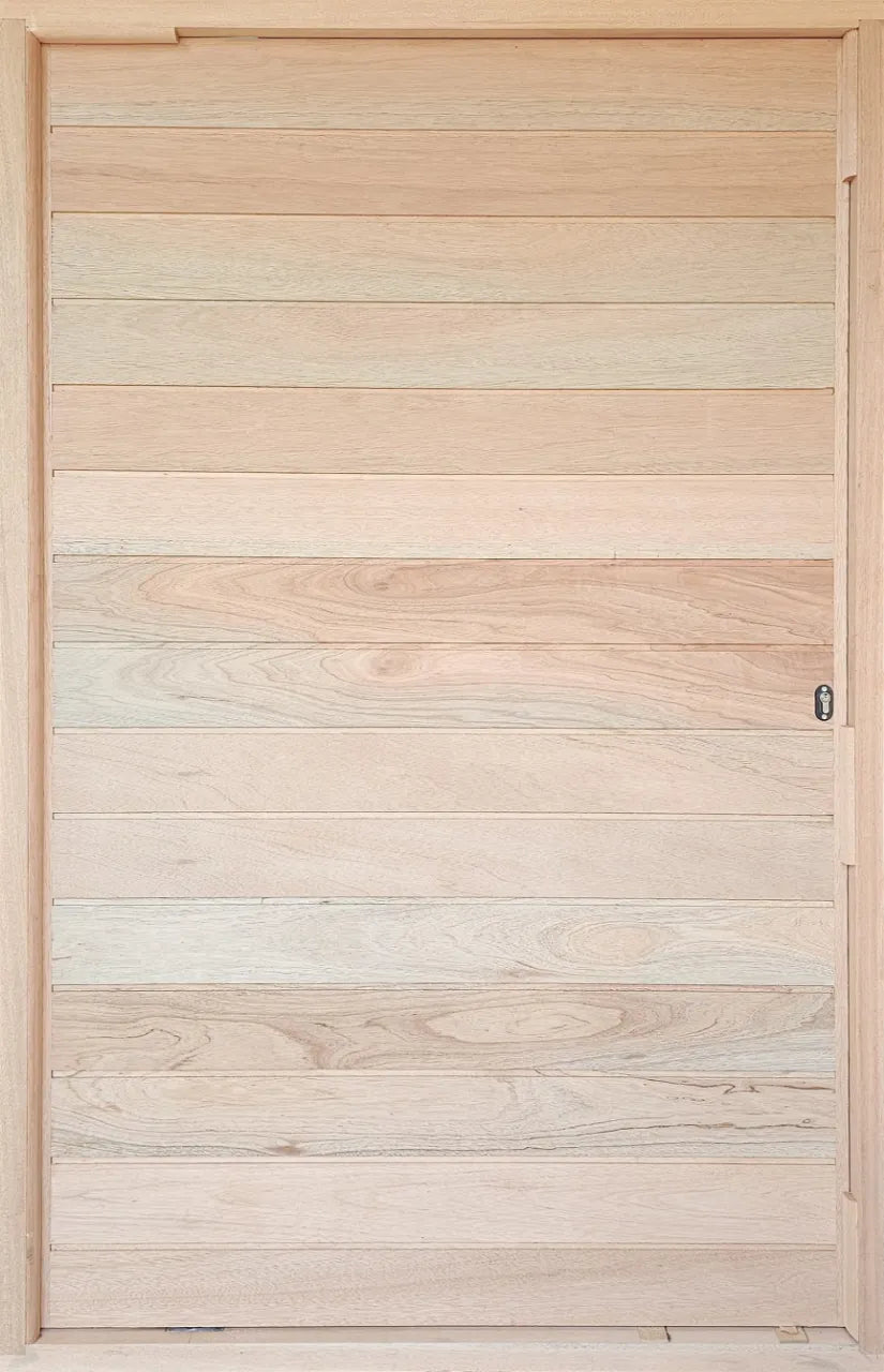 Semi Solid Horizontal Slatted Pivot Door Pre-Hung in Frame 1200 X 2032