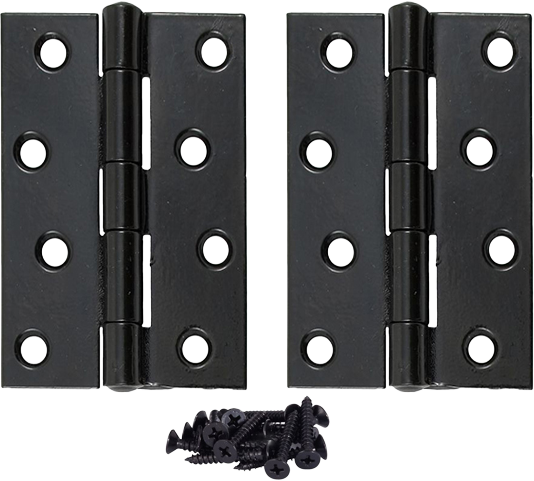 BBL 100mm black steel butt hinge pair with fixing screws