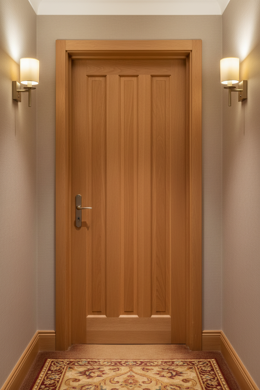 3 Panel Vertical Meranti hotel room entrance door 