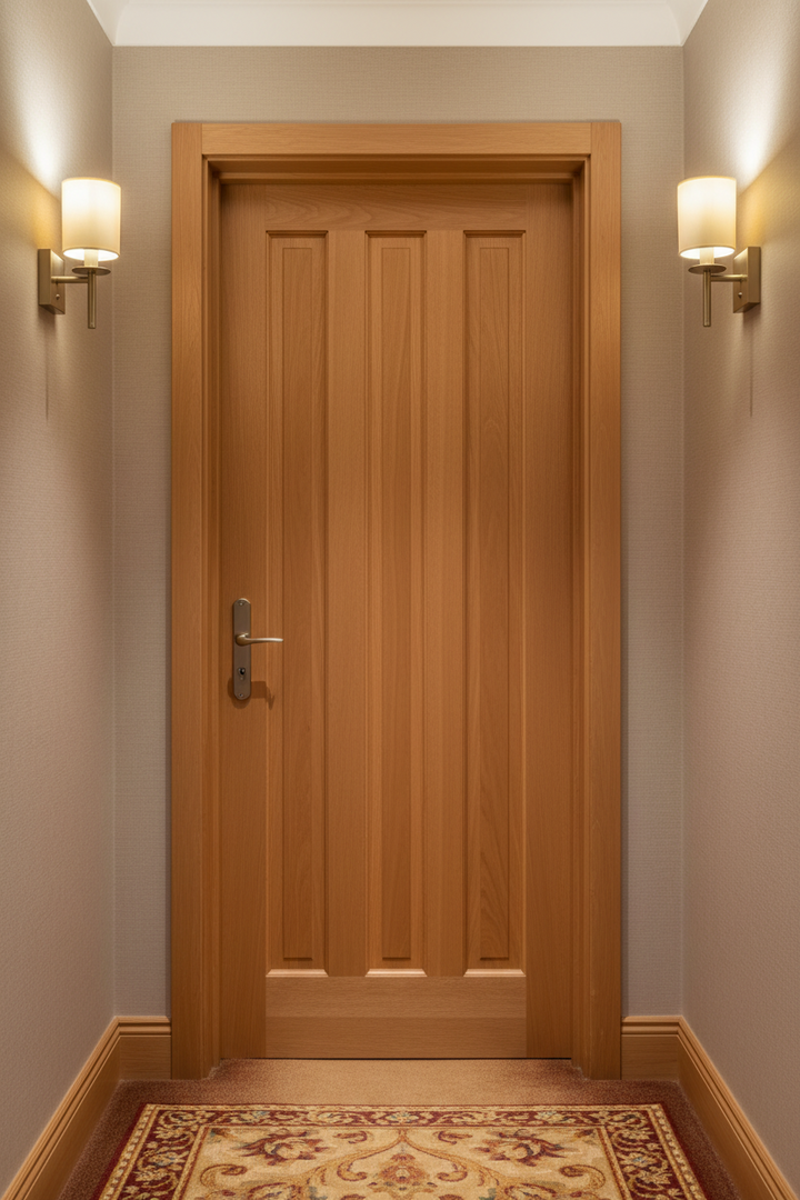 3 Panel Vertical Meranti hotel room entrance door 