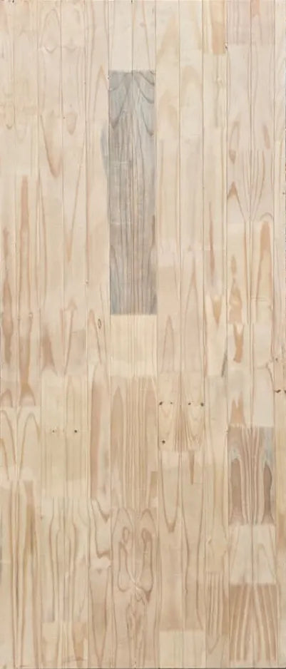 Second view of Pine back-to-back door showing vertical slats and contrasting timber colour variations