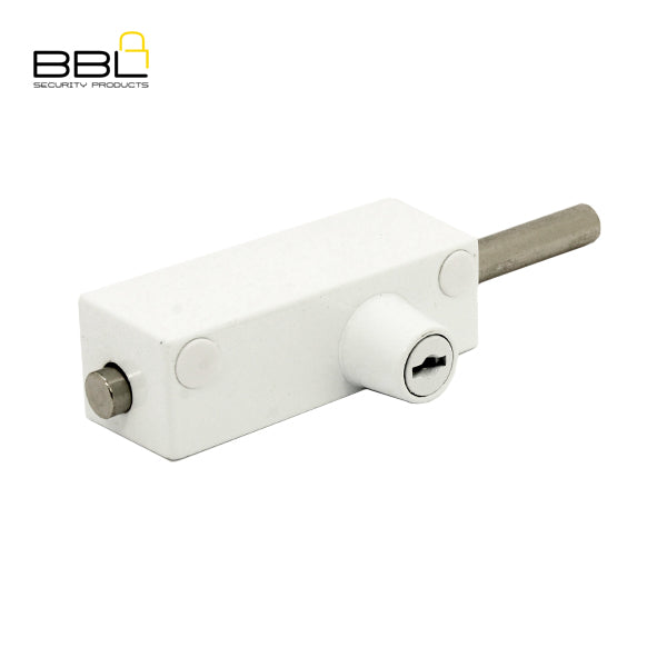 BBL Spring Loaded Door Bolt Patio Lock in White – model BBL402WH-1.
