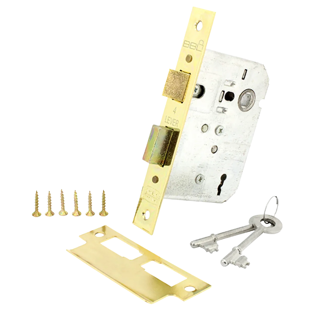 BBL 4 Lever Mortice Lock 76mm | Chrome or Brass Faceplate