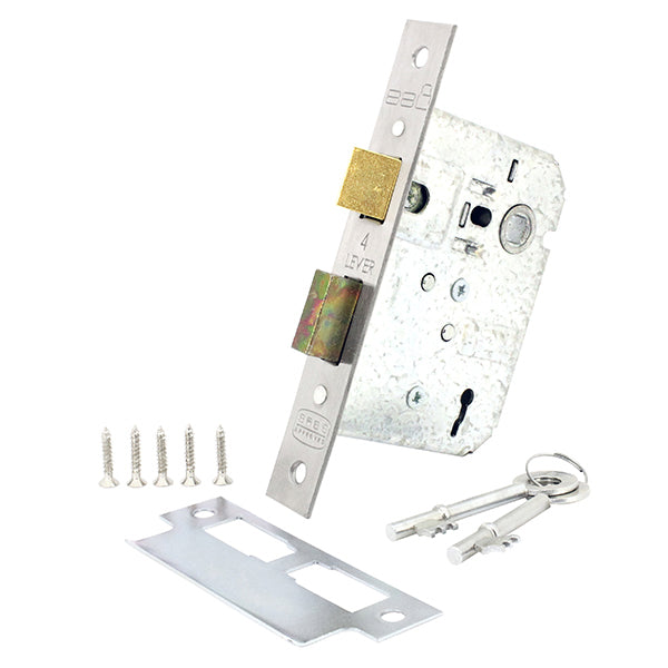 BBL 4 Lever Mortice Lock 76mm | Chrome or Brass Faceplate