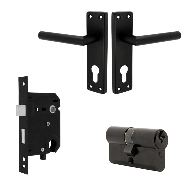 Lourie Euro Cylinder Mortice Lockset - Black