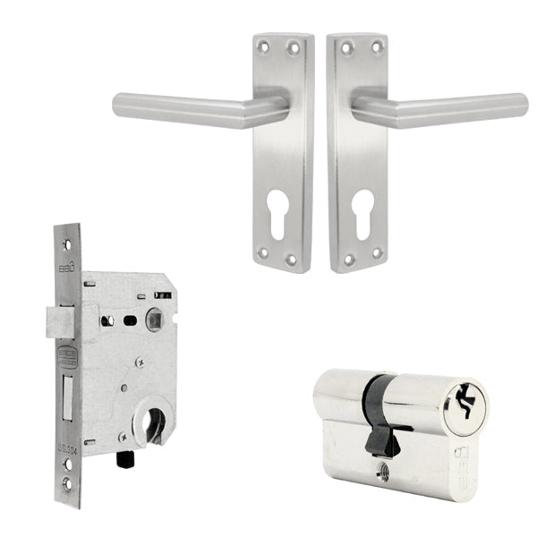 Lourie Euro Cylinder Mortice Lockset - Stainless Steel Finish