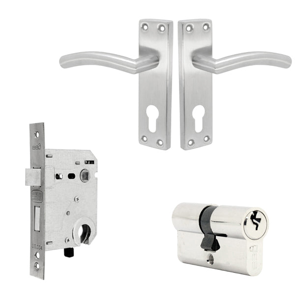 Lark Euro Cylinder Mortice Lockset - Stainless Steel Finish