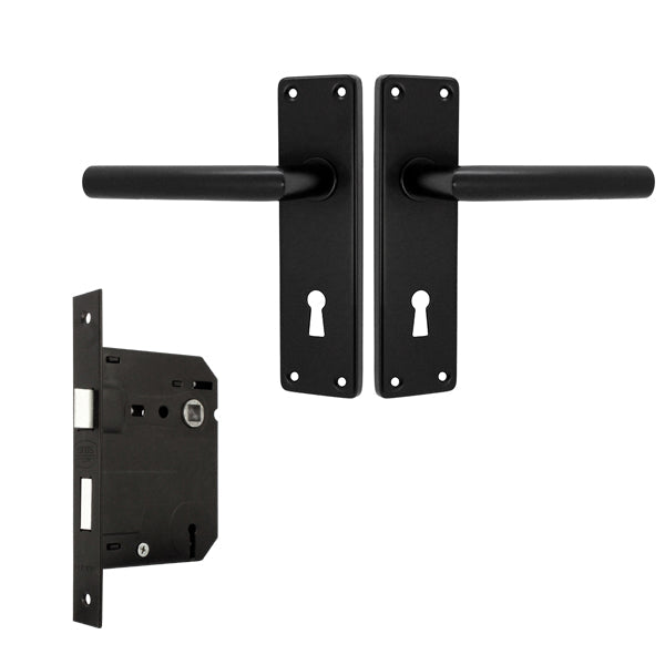 Lourie 3 Lever Mortice Lockset - Black