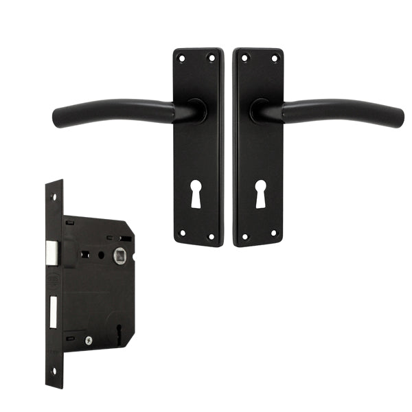 Lark 3 Lever Mortice Lockset - Black