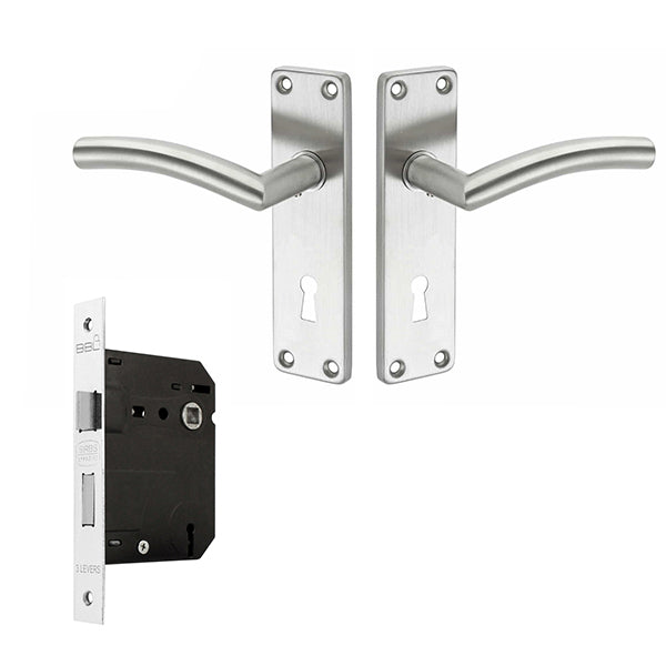 Lark 3 Lever Mortice Lockset - Stainless Steel Finish