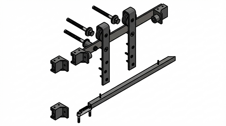Barnslide Black metal bracket assembly on a white background
