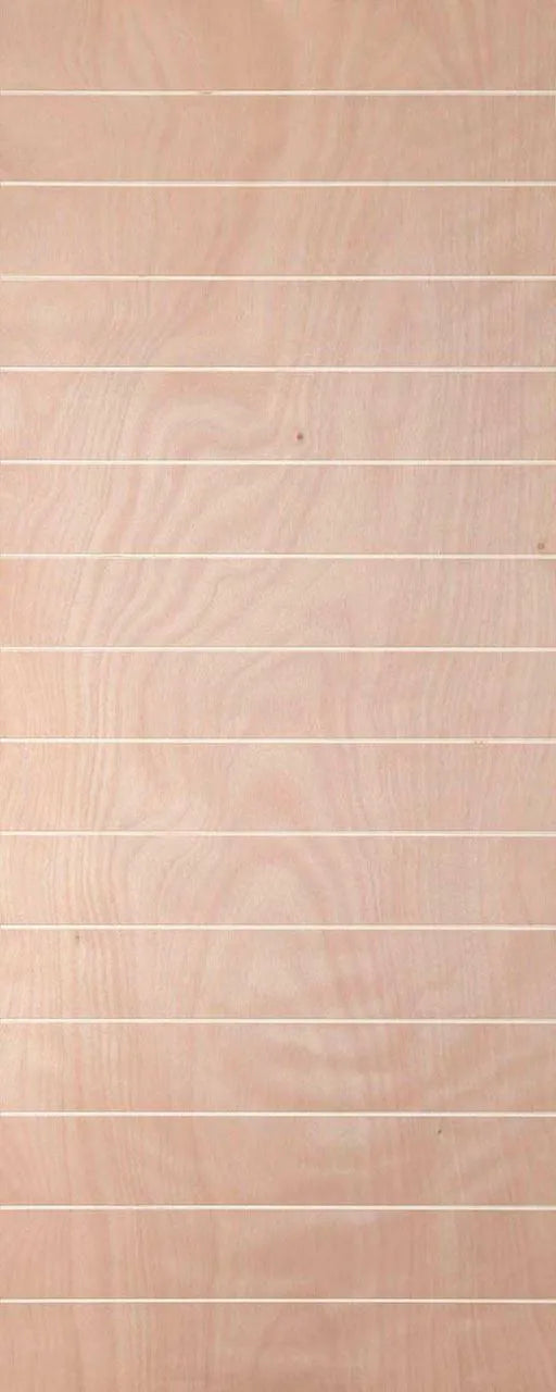 Swartland 813 x 2032 horizontal grooved Okoume veneer fire door with 2 hardwood edges, SANS 1253 Class E 30-minute rating