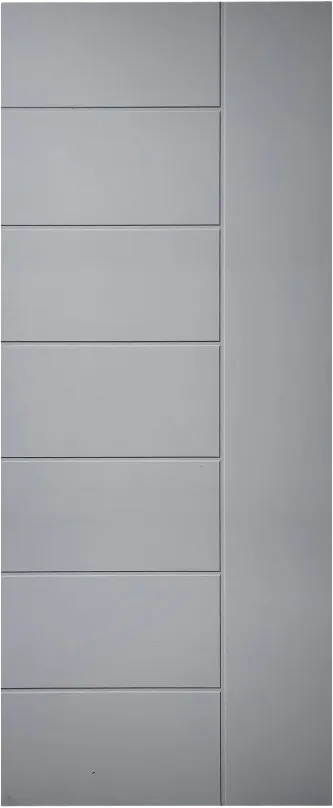 Boston Grey modern internal door with horizontal grooved design, 6mm skins, and grey primed finish.