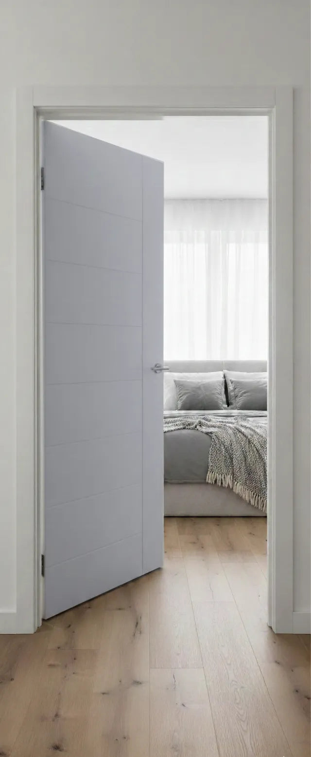 Boston Grey Door opening into a bedroom