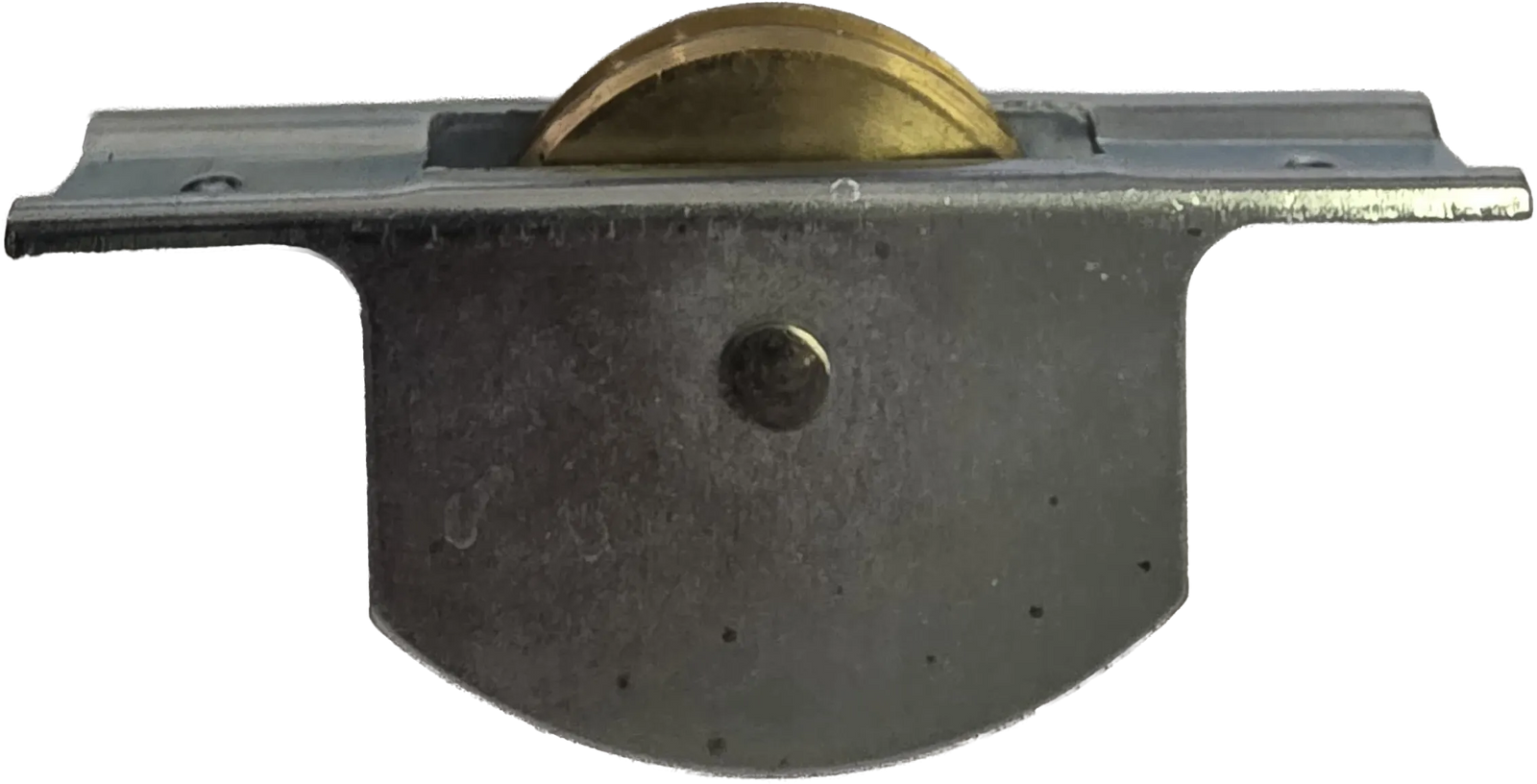 913B/B heavy duty solid brass roller wheel in metal housing for timber doors.