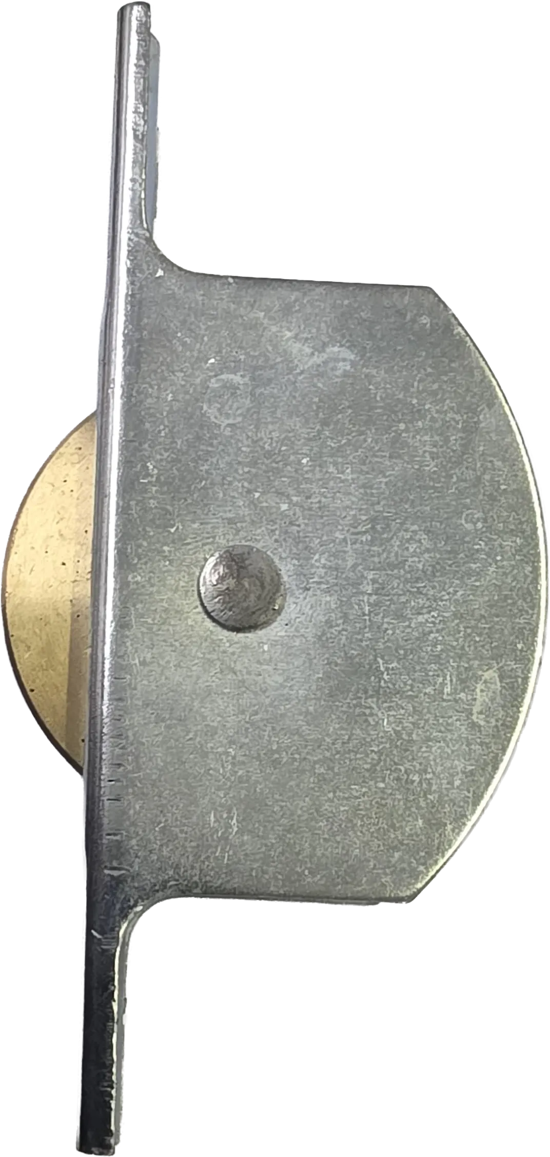 Profile view of 913B/B solid brass sliding door roller showing slim 25mm width.