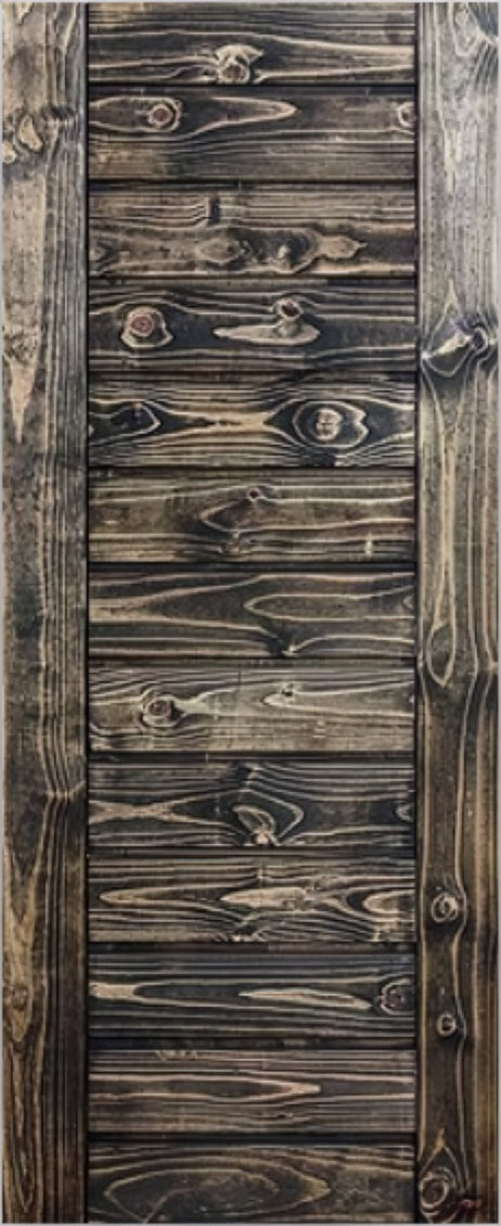 Ebony Horizontal Semi-Exterior Door – engineered pine with horizontal slatted design in ebony stain