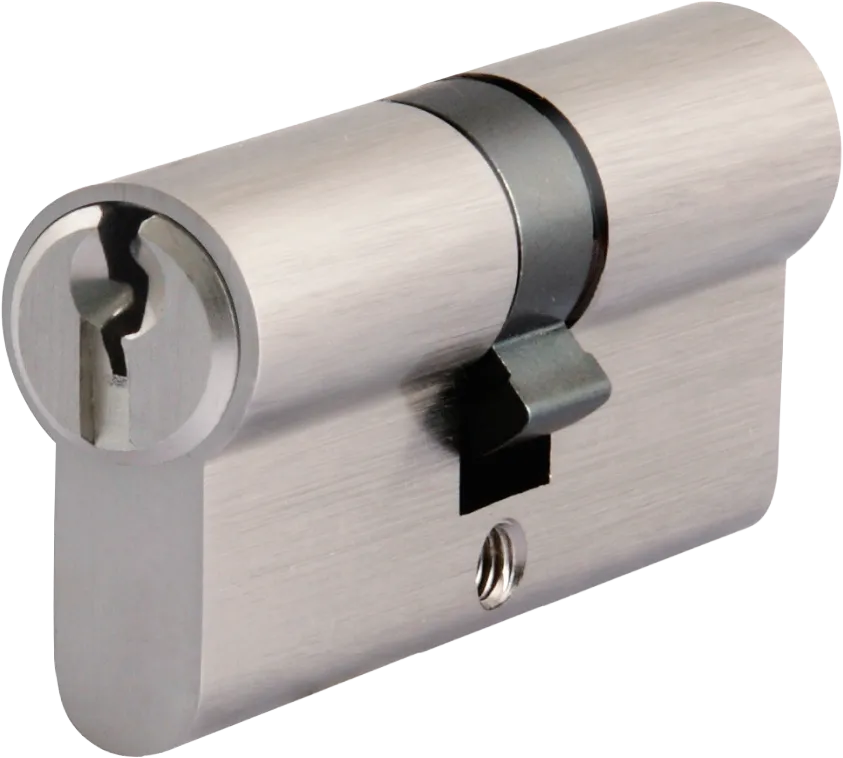 TAURUS 60mm Euro-profile double cylinder, angled side view showing the keyway, central cam and fixing-screw hole