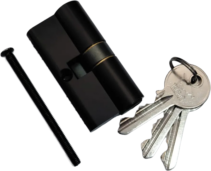 TAURUS black Euro-profile double cylinder 60mm with 3 keys and fixing screw