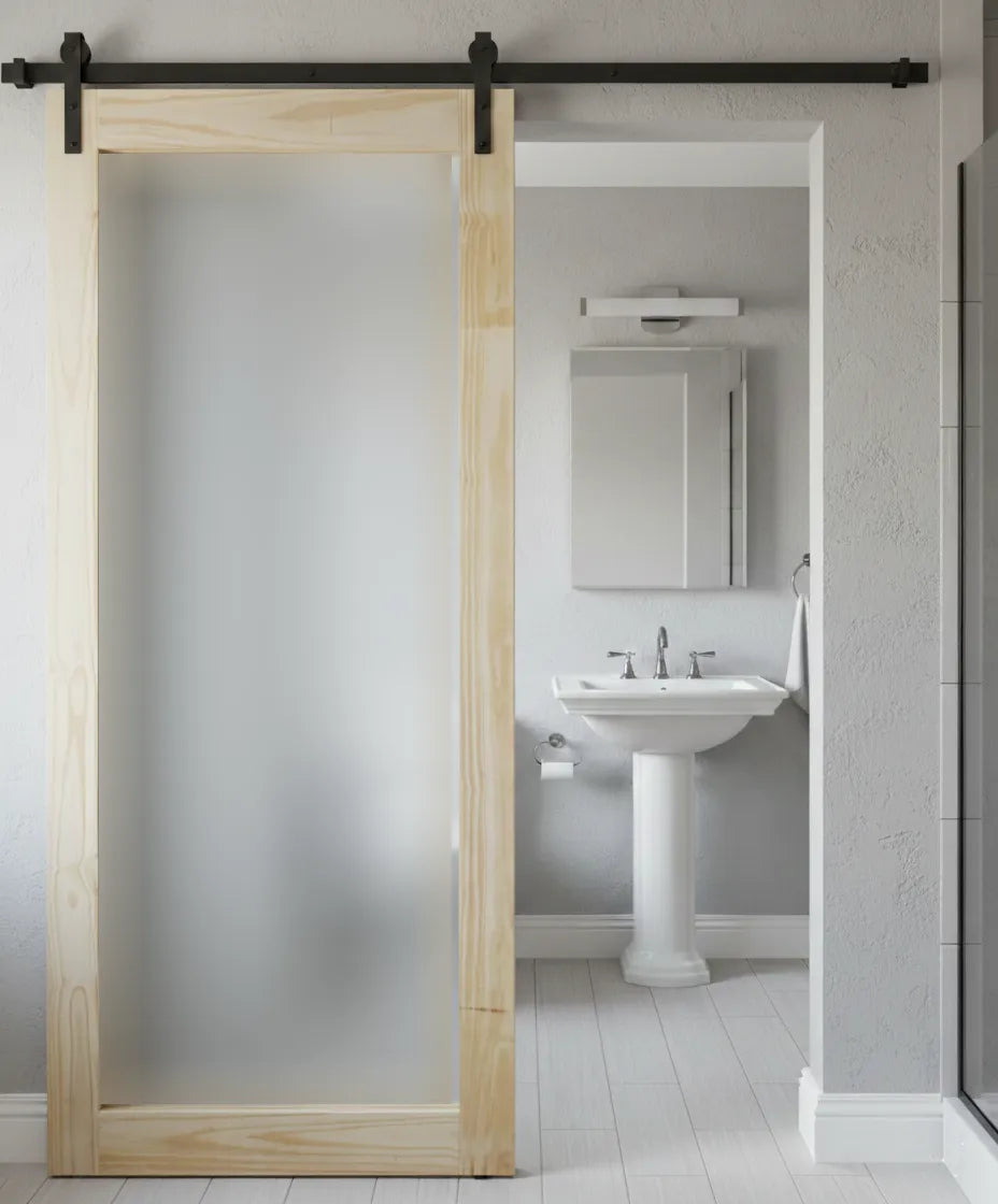Frosted Glass Panel Barn Door